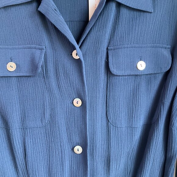 New Soft Surrounding Medium Tall Navy Savanna Maxi Dress Crepe soft - Picture 5 of 16